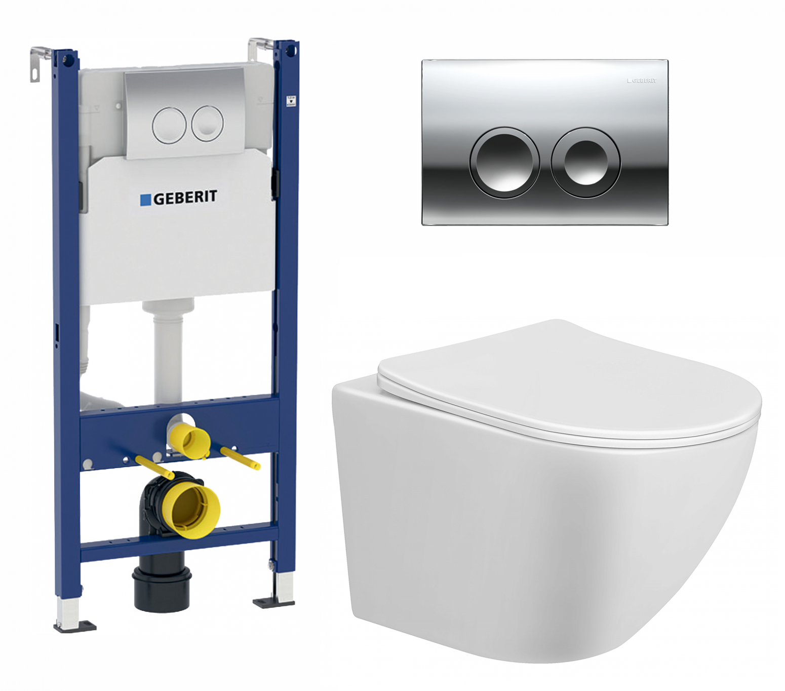 Изображение товара Комплект 3 в 1 Geberit Duofix подвесной унитаз Taliente Amato хром