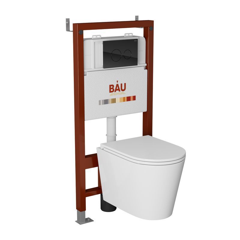 Изображение товара Комплект инсталляции с унитазом Bauedge Q111300-BK0001-HQ2-Q00011 белый комплект для монтажа