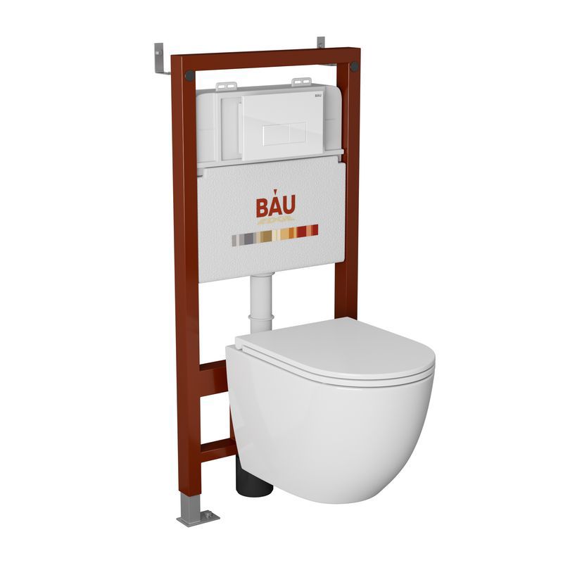 Изображение товара Комплект инсталляции с унитазом Bauedge Q111300-BL0001-HQ2-Q00006 белый глянцевый