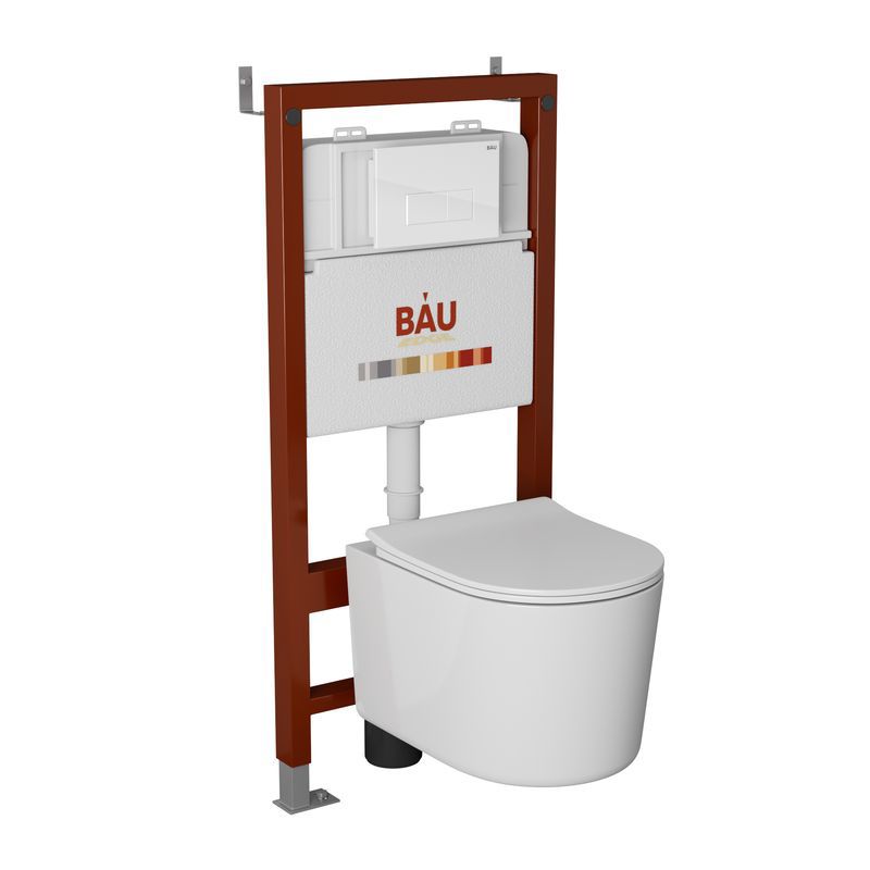 Изображение товара Комплект инсталляции с унитазом Bauedge Q111300-NM0003-PRO-Q00006 белый для современного санузла