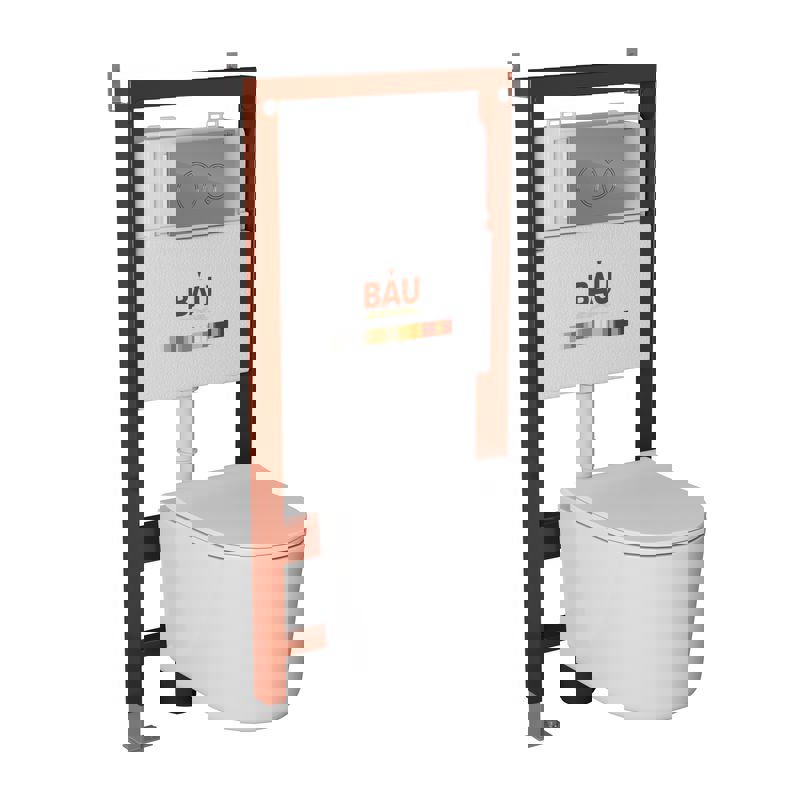 Изображение товара Комплект инсталляции с унитазом Bauedge Q111300-NM0003-PRO-Q00004 белый для подвесных унитазов