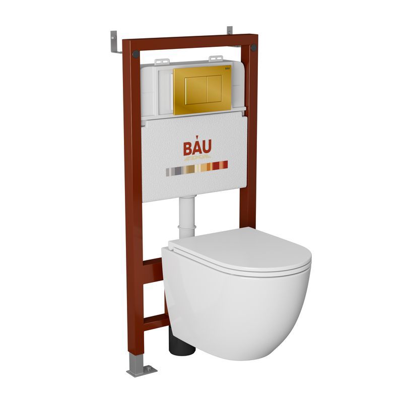 Изображение товара Комплект инсталляции с унитазом Bauedge Q111300-BL0001-HQ2-Q00013 светлый белый