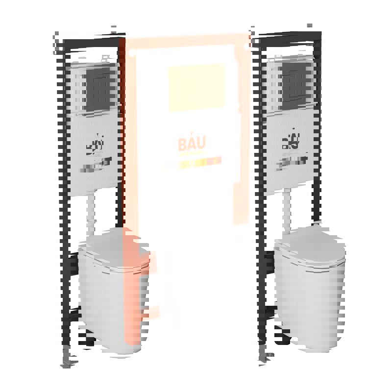 Изображение товара Комплект инсталляции и унитаз Bauedge Q111300-NM0003-PRO-Q00012 белый безободковый