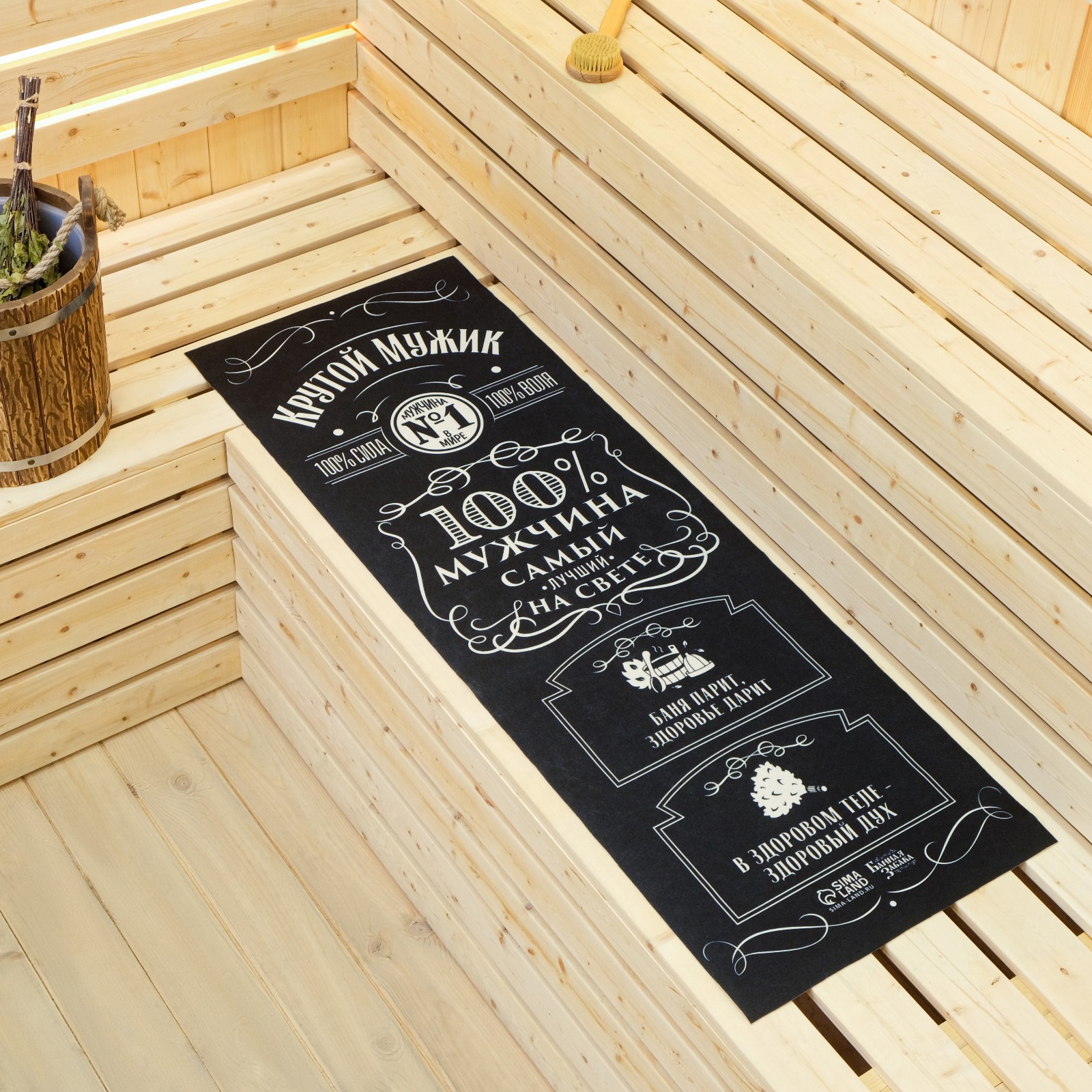 Изображение товара Банный лежак Банная Забава 9377151 145x50 с принтом Крутой мужик