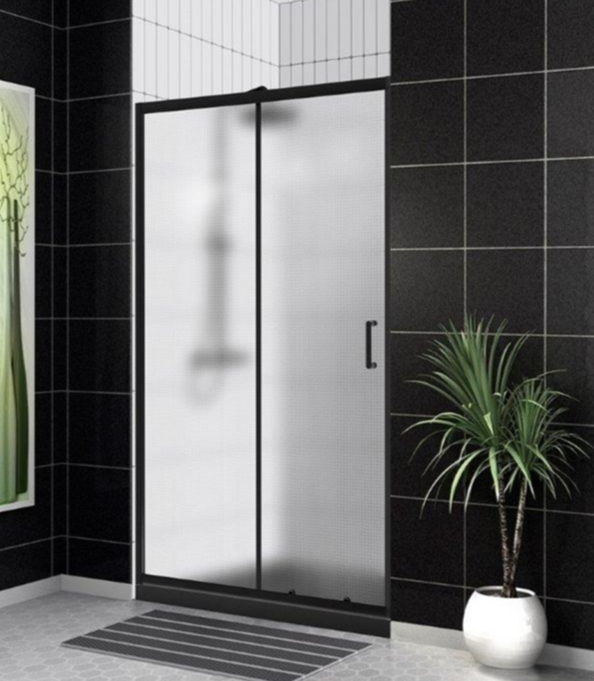 Изображение товара Душевая дверь BelBagno UNO-195-BF-1-120-P-NERO 120см стекло рифленое раздвижная