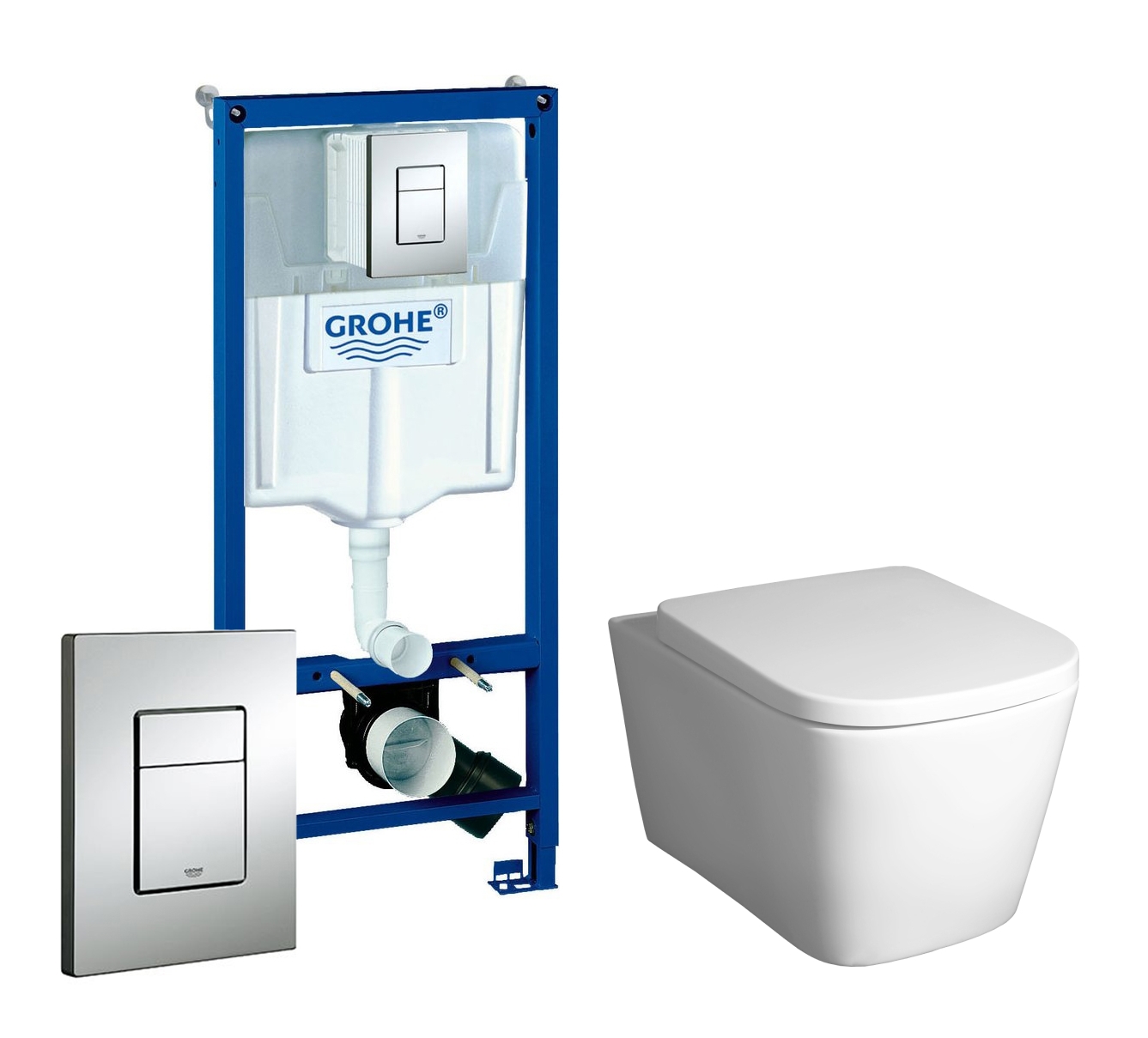 Комплект 3 в 1 инсталляция Grohe Rapid SL с подвесным унитазом BelBagno ...