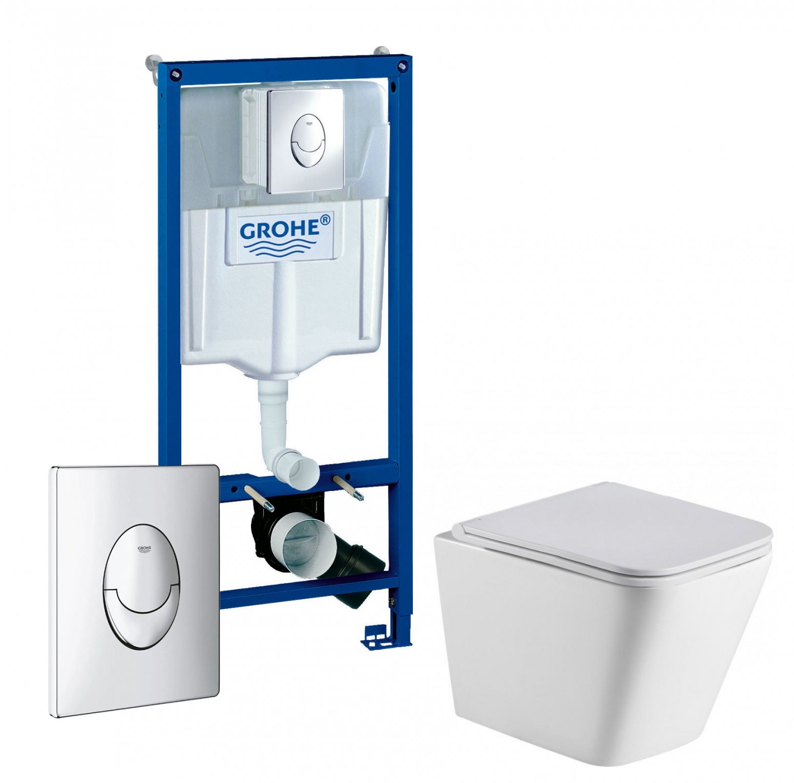 Изображение товара Комплект 3 в 1 инсталляция Grohe Rapid SL с подвесным унитазом WeltWasser Gelbach 004 GL-WT кнопка Skate Air 425871