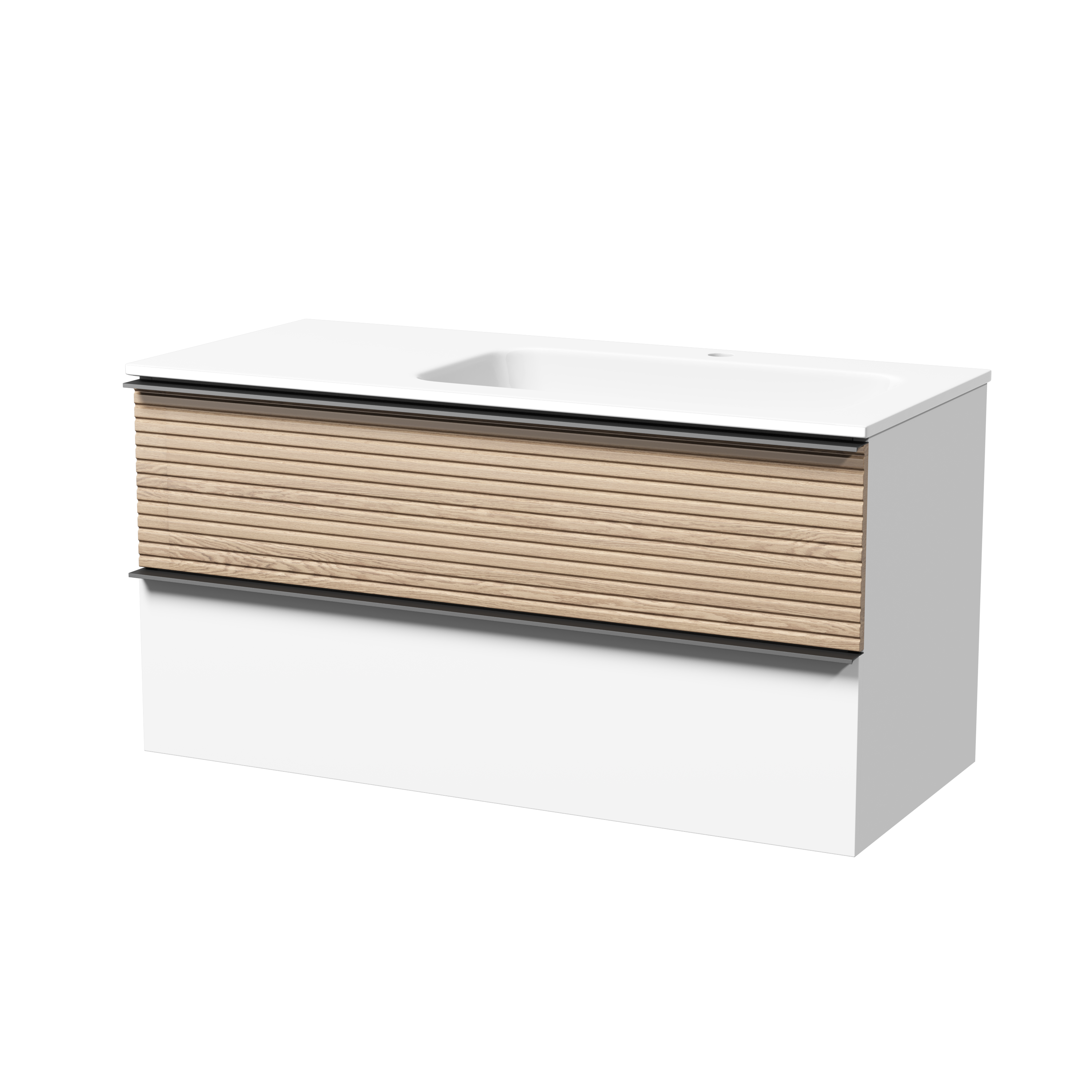 Изображение товара Тумба под раковину Sancos Delta дуб светлый/белый DL100RW подвесная 99.50см цвет белый