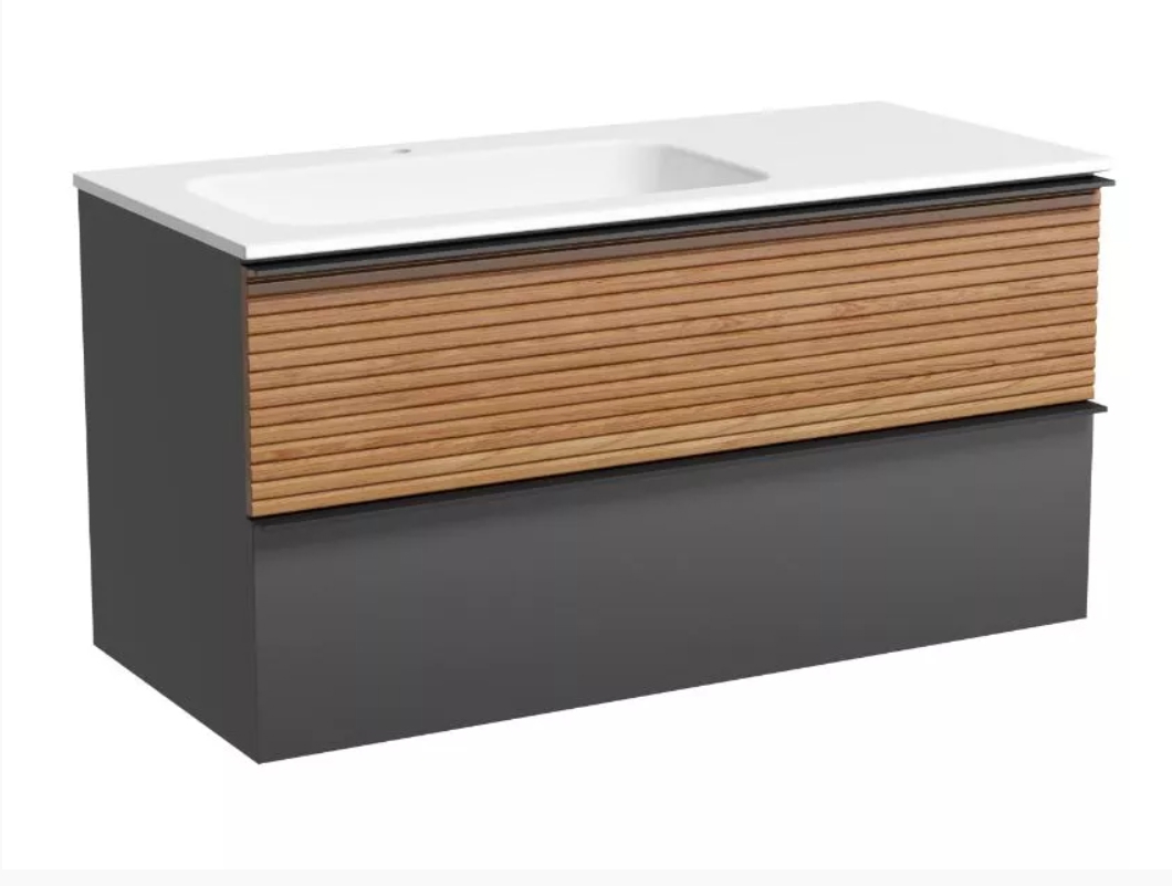 Изображение товара Тумба под раковину Sancos Delta дуб красный/графит DL100LGR подвесная 99.50см цвет серый