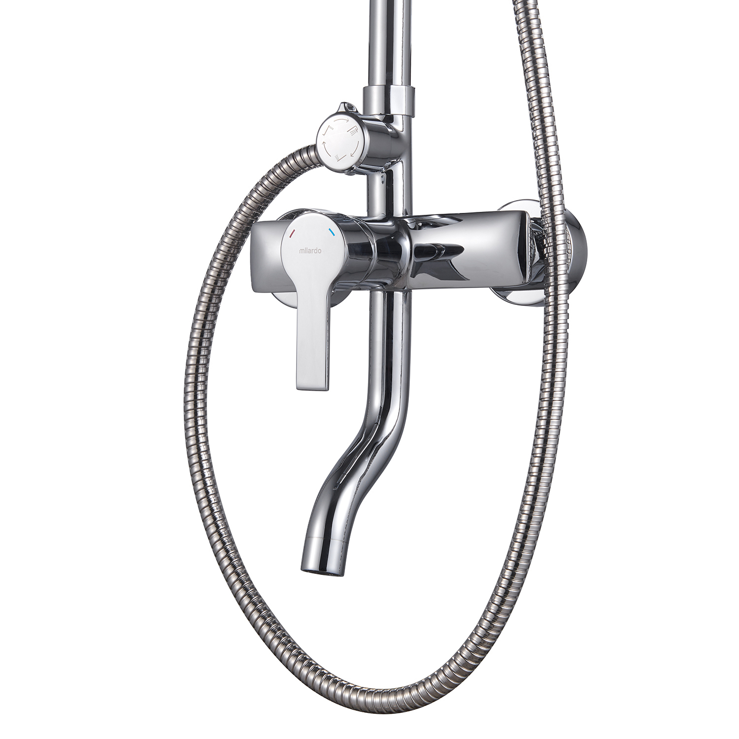 Изображение товара Душевая система Milardo Stripe STRSB1FM06 с тропическим душем 1 режим хром