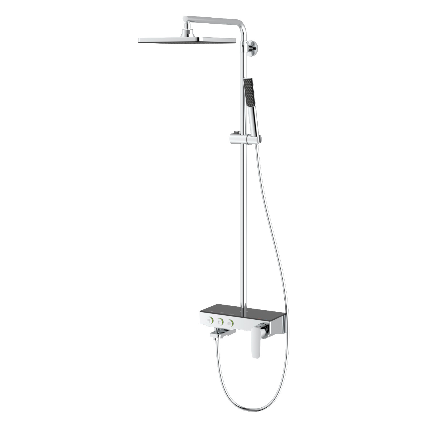 Изображение товара Душевая стойка Teska Niagara NG3501S 3 режимная цвет хром, черное стекло
