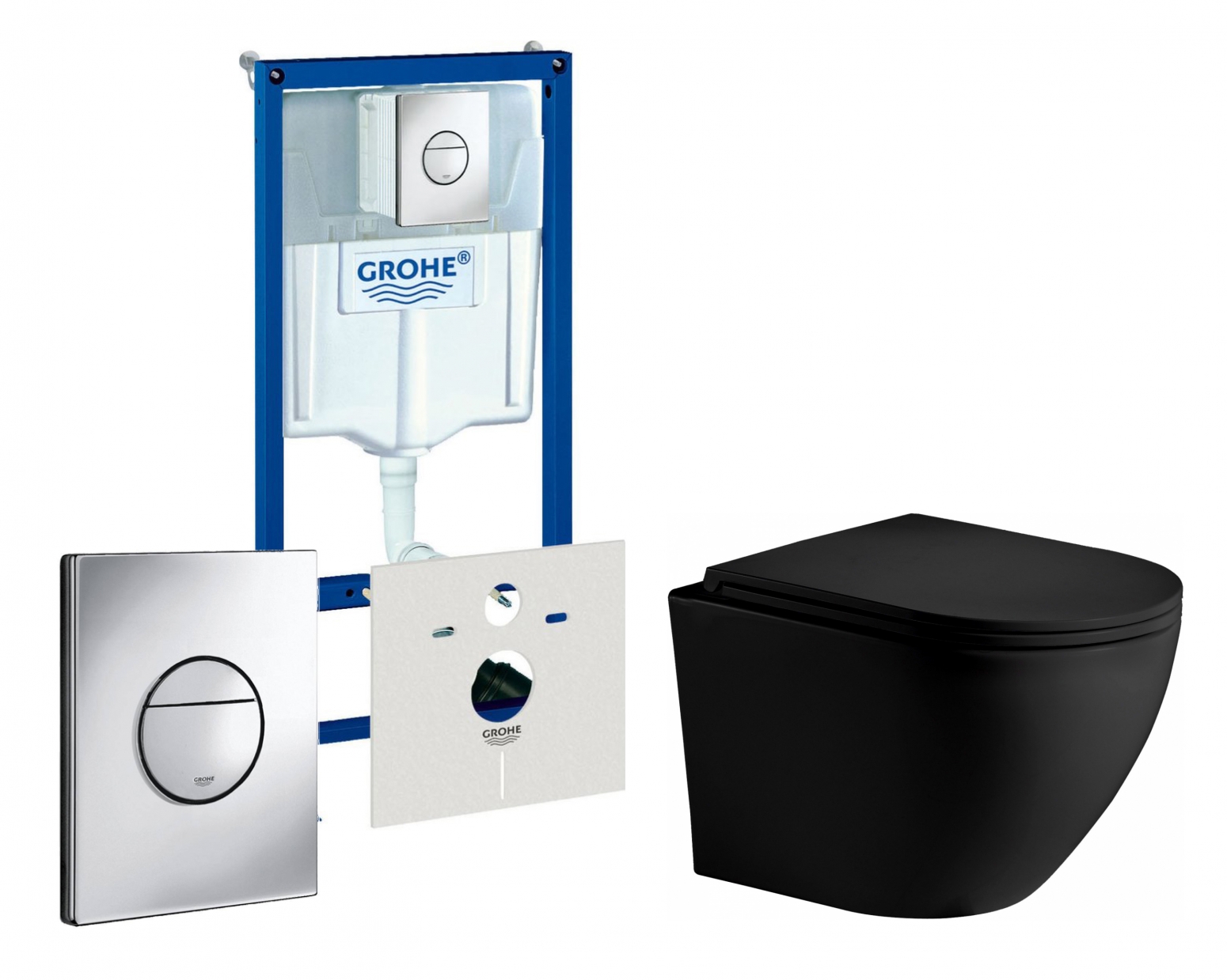 Изображение товара Комплект 3 в 1 инсталляция Grohe Rapid SL с подвесным унитазом Weltwasser WW Merzbach 041 MT-BL, кнопка хром 2 Изображение товара Комплект 3 в 1 инсталляция Grohe Rapid SL с подвесным унитазом Weltwasser WW Merzbach 041 MT-BL, кнопка хром 2