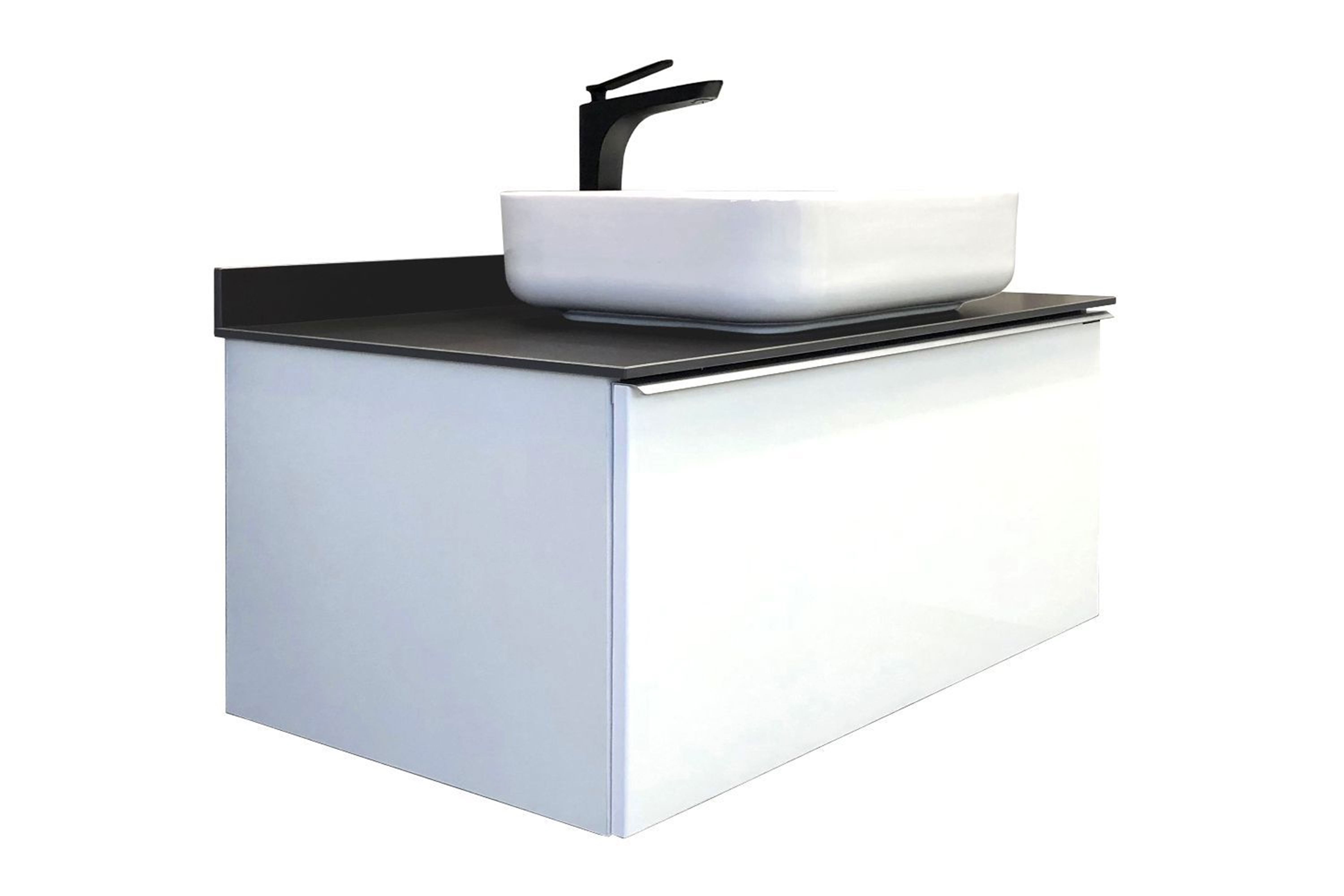 Изображение товара Тумба под раковину Comforty Милан 00-00014426, белый глянец, со столешницей и раковиной, размеры 90