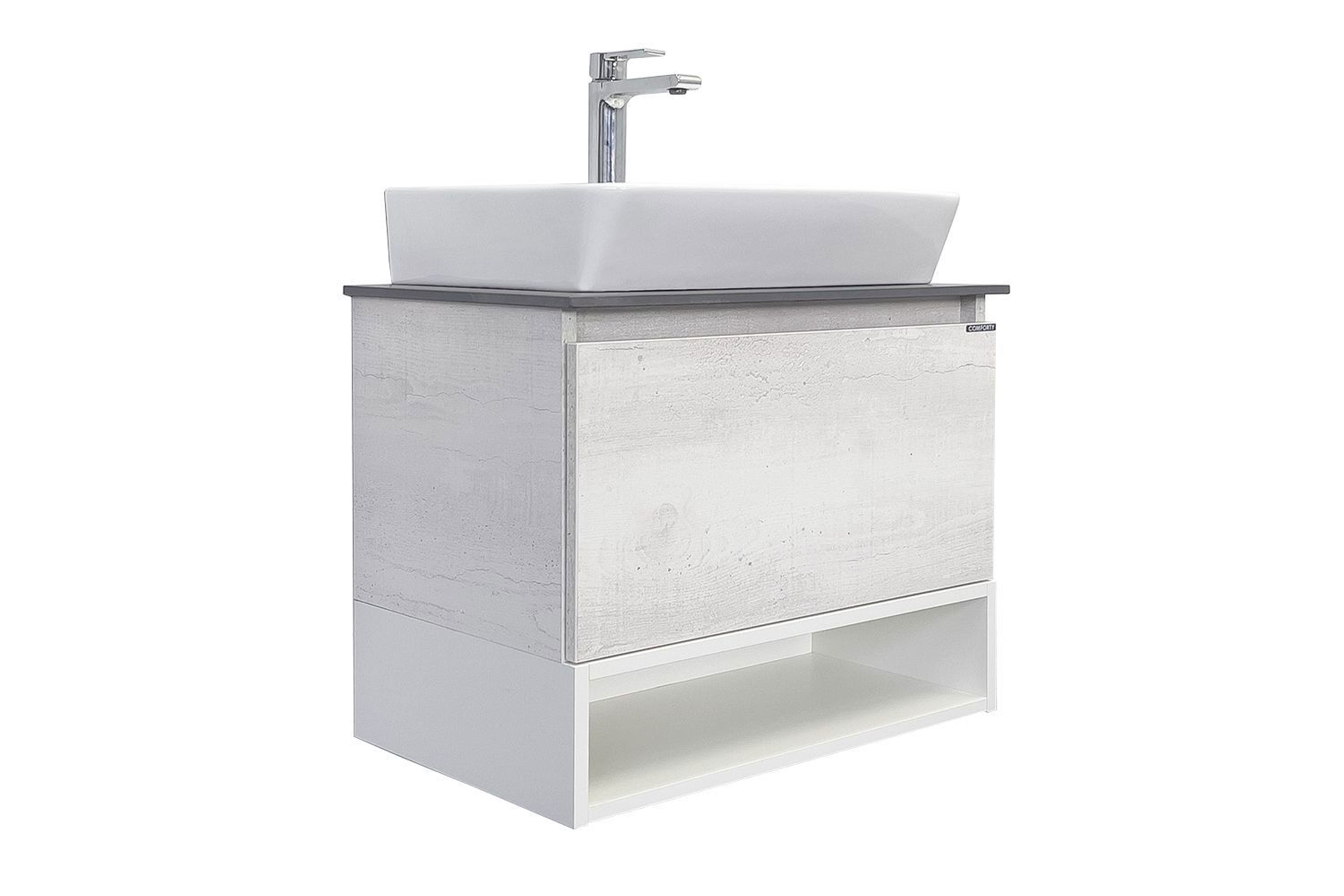 Изображение товара Тумба под раковину Comforty Прага 00-00014535 60см со столешницей и раковиной цвет дуб белый