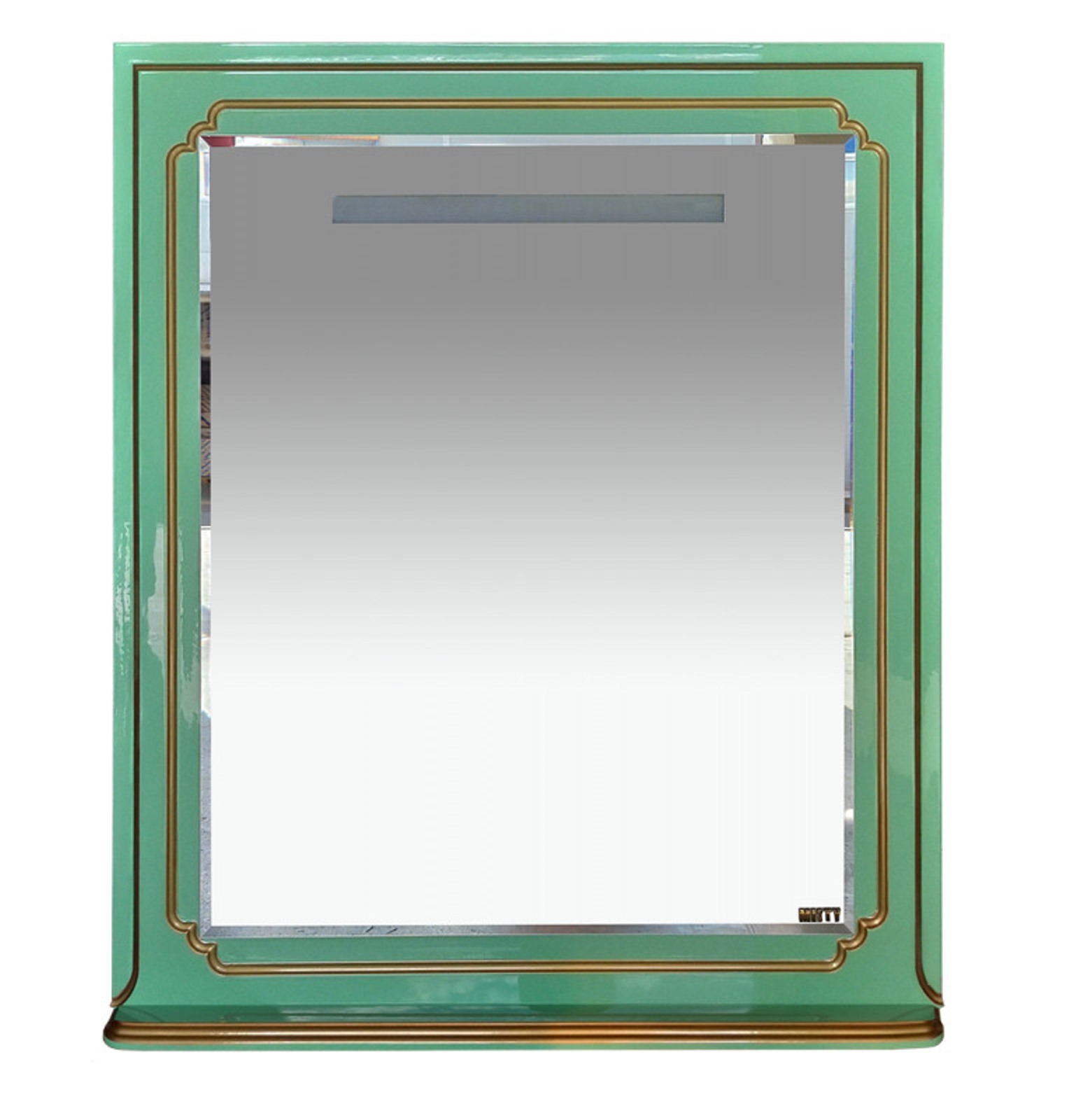 Изображение товара Зеркало для ванной комнаты Misty Praga Л-Пра02090-073 89x100см прямоугольное с полкой салатовый