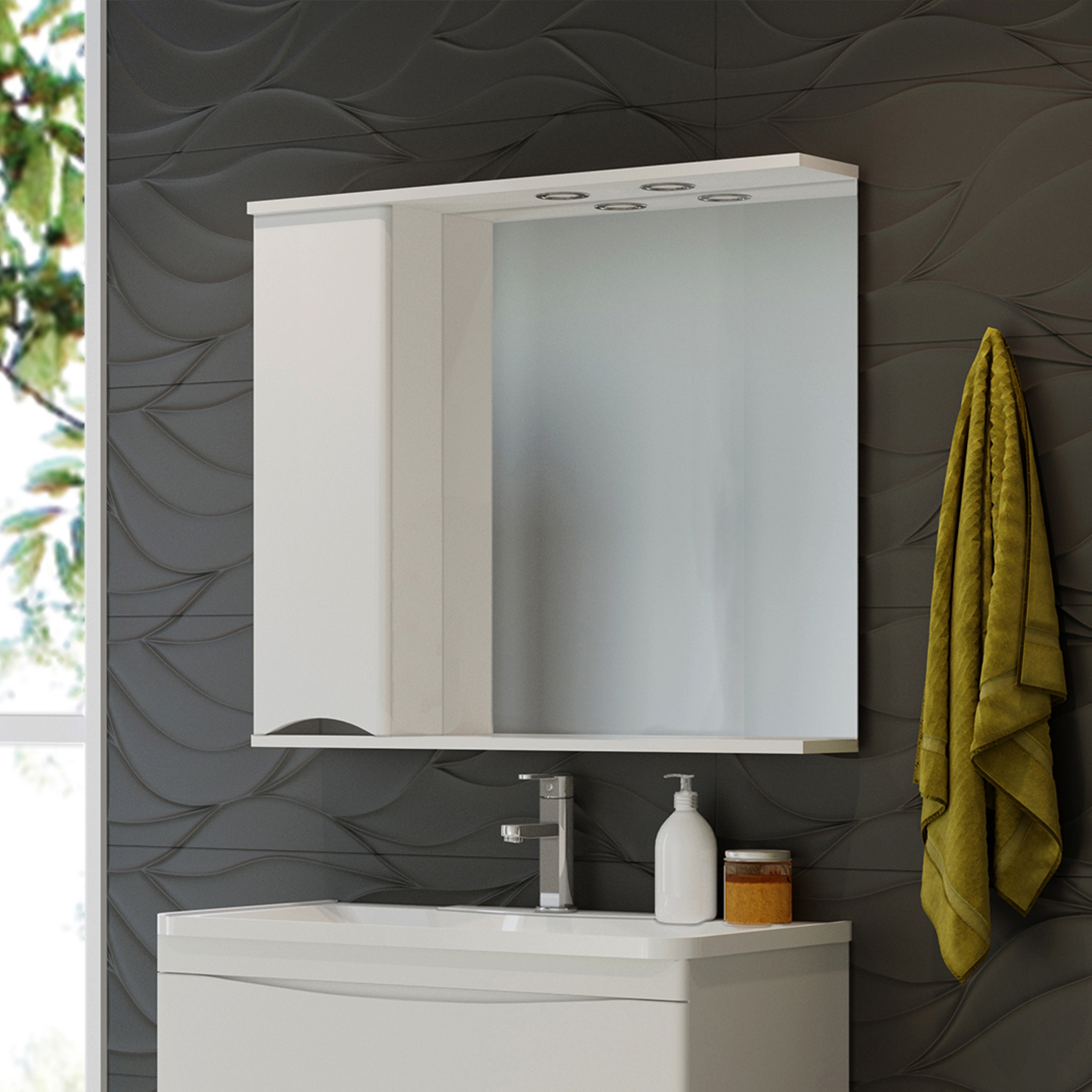 Изображение товара Зеркальный шкаф Misty Элвис П-Элв-01085-011Л 85x75 см белый