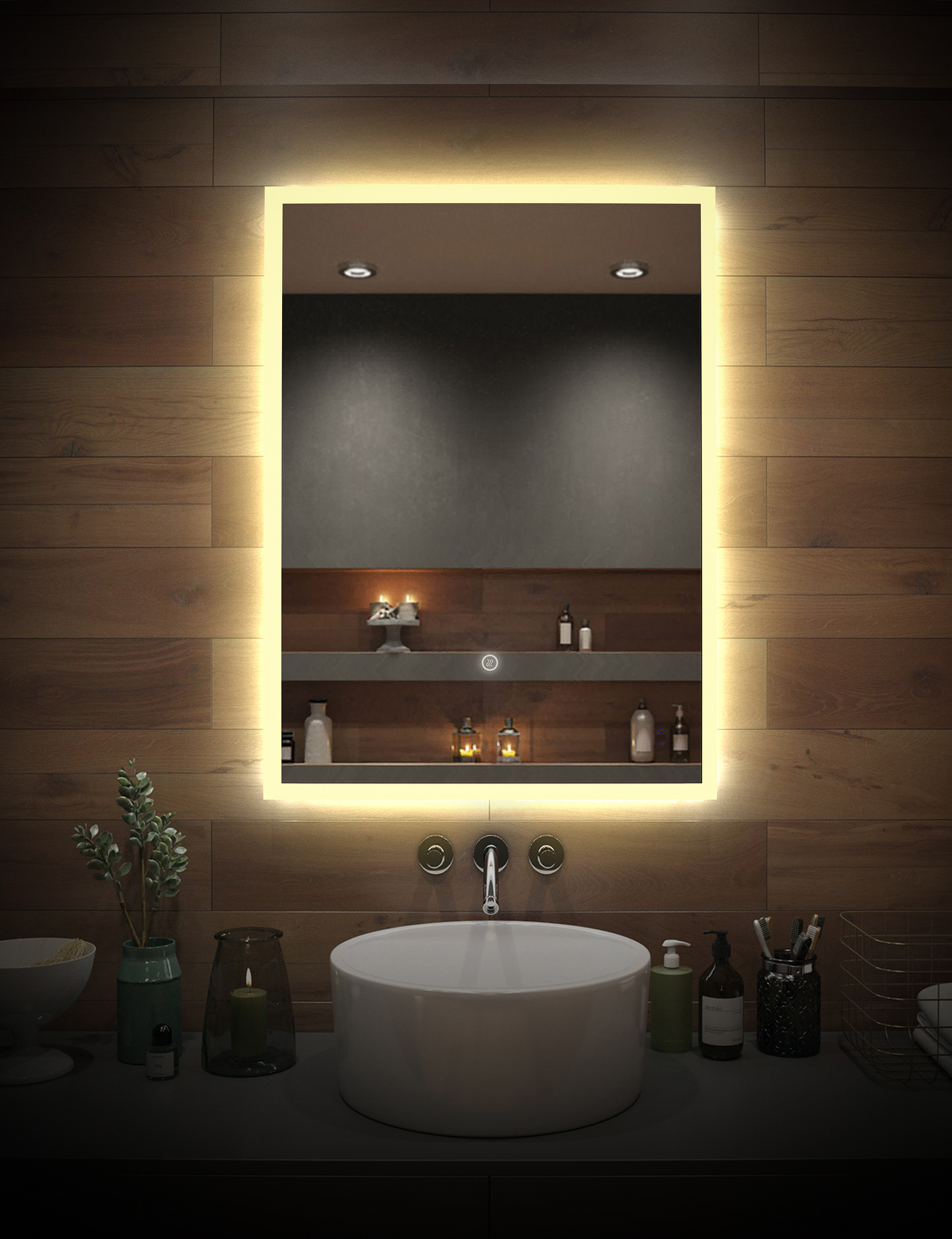 Изображение товара Зеркало для ванной Alfa mirrors Niko-68t с подсветкой 60x80 см