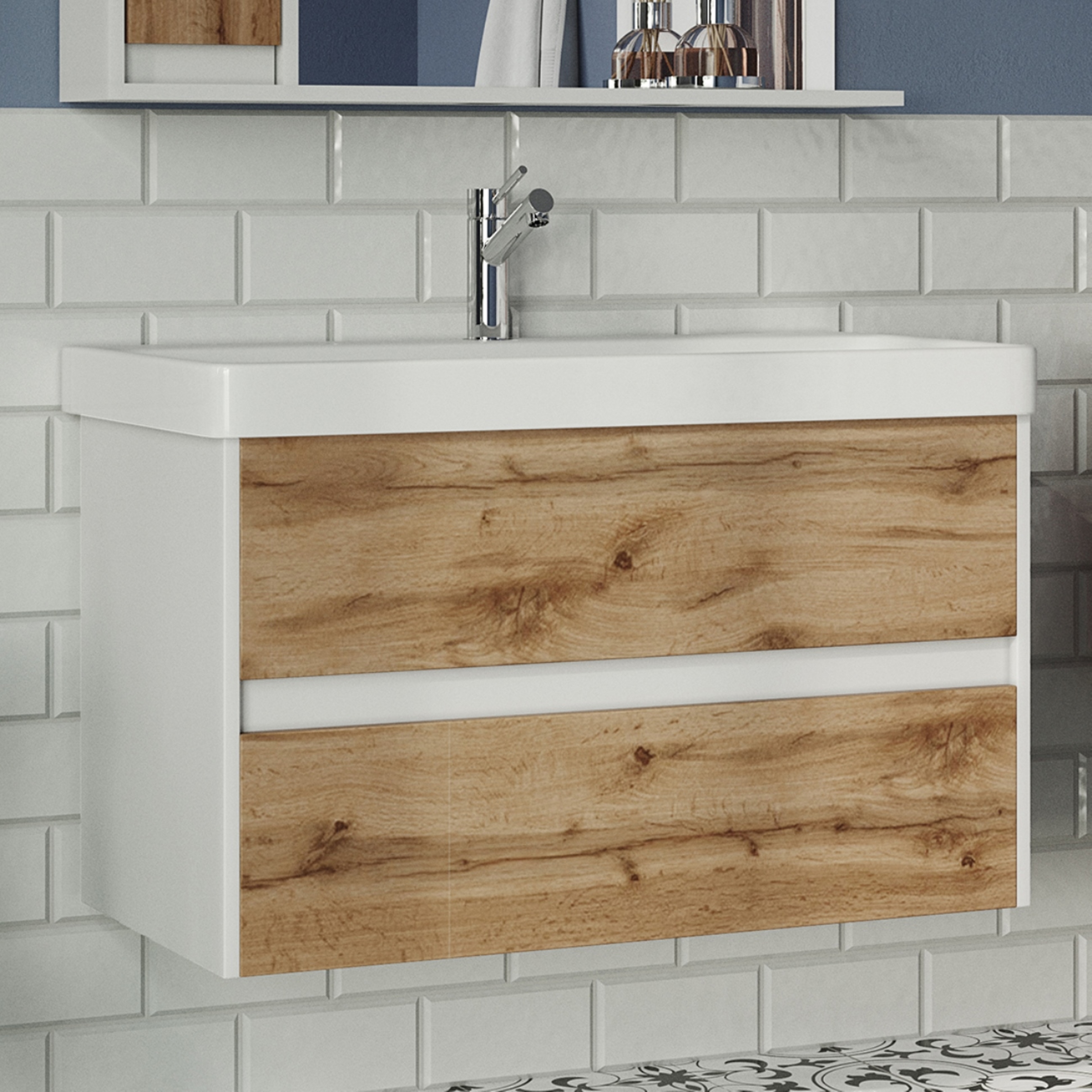 Изображение товара Тумба под раковину Misty Адриана 90 см с раковиной белая для ванной