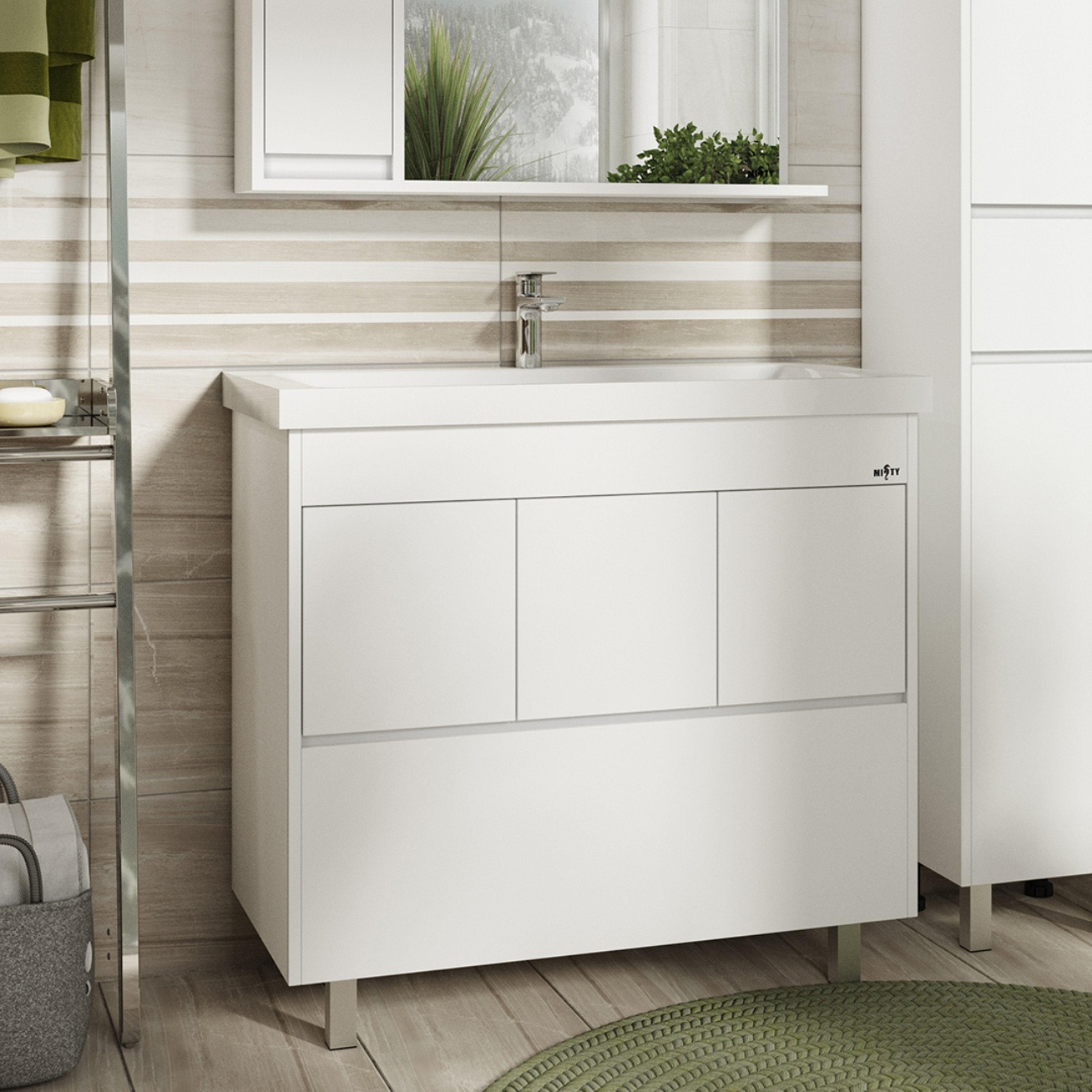 Изображение товара Тумба под раковину Misty Алиса УТ000011238 90см с раковиной цвет белый