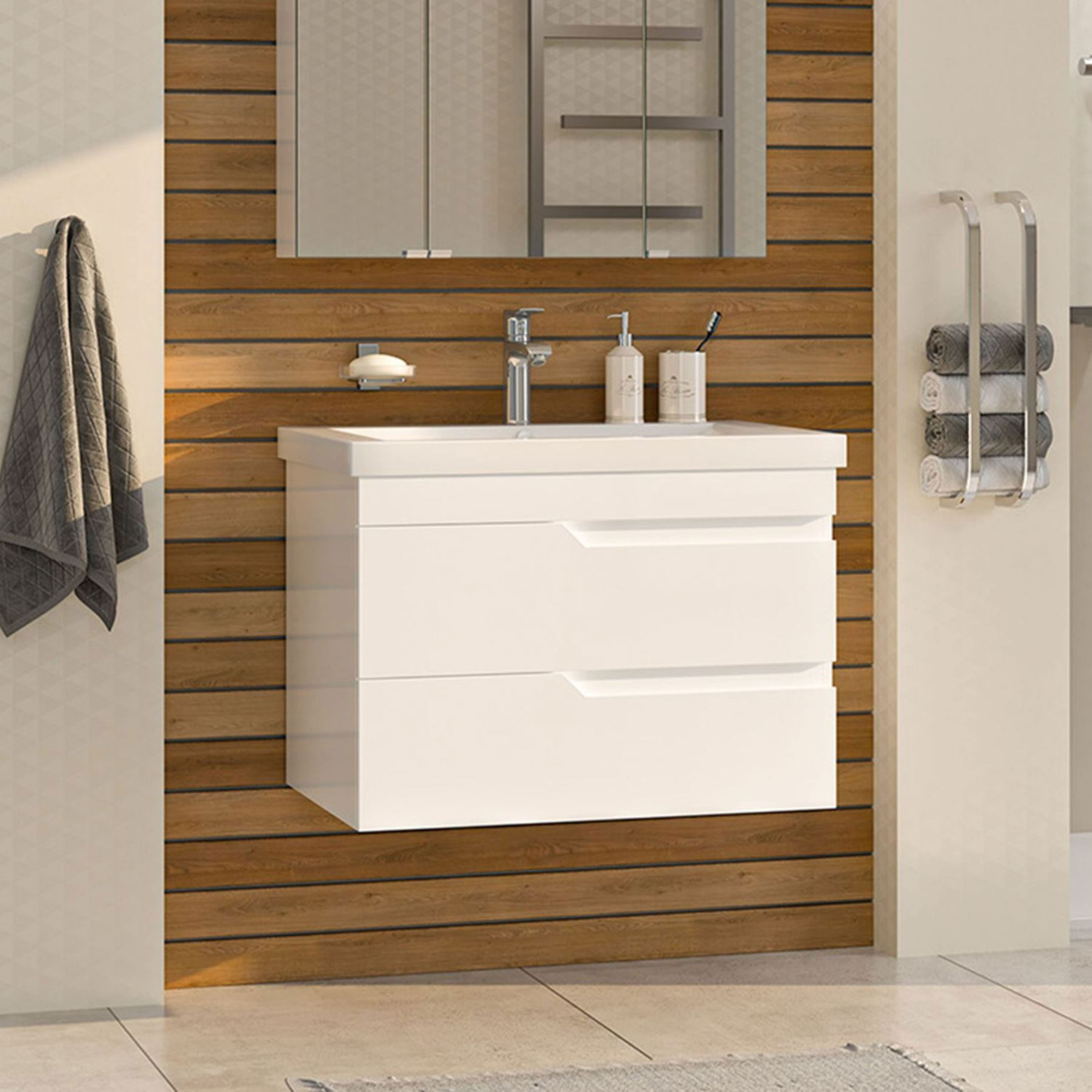 Изображение товара Тумба под раковину Misty Софт УТ000015047 75см с раковиной цвет белый