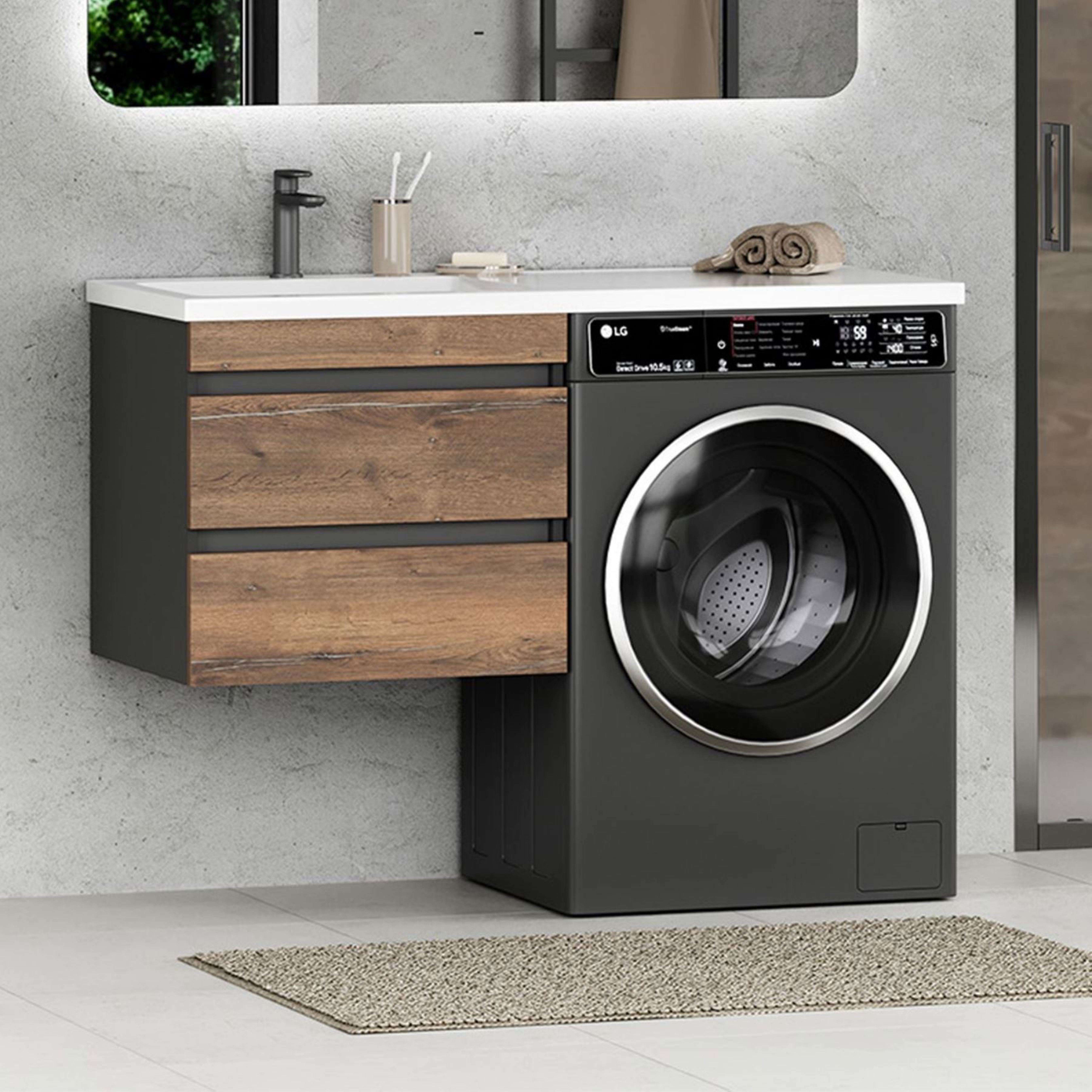 Изображение товара Тумба Misty Коломбо 120 см с раковиной в черном матовом исполнении