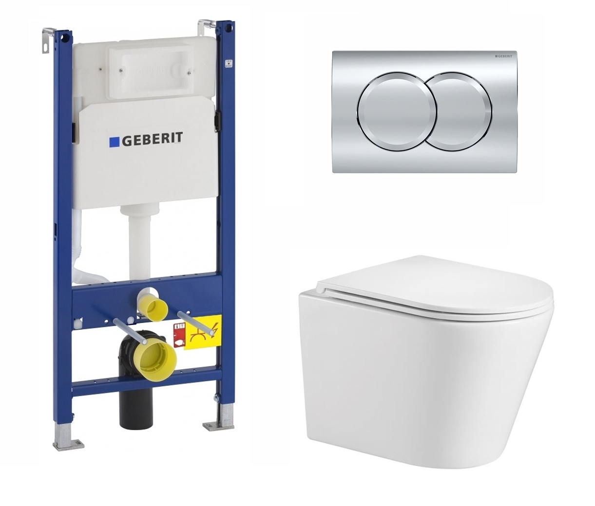 Изображение товара Унитаз с инсталляцией Geberit Duofix Salzbach 041 GL-WT и кнопкой Delta01