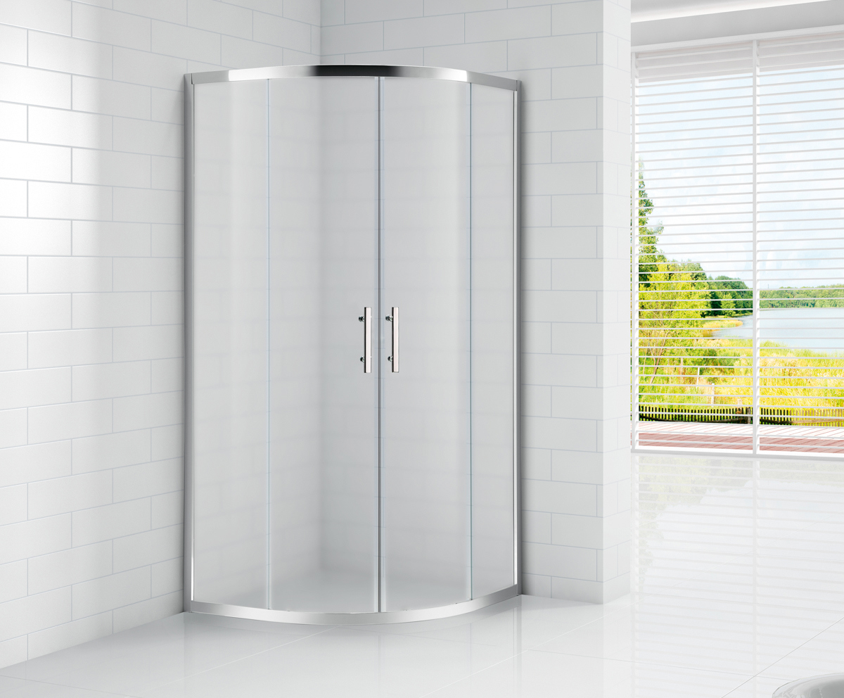 Изображение товара Душевой уголок Cezares ECO-O-R-2-90-P-Cr округлый 90x90см хромированный профиль эффект стекла рифленый