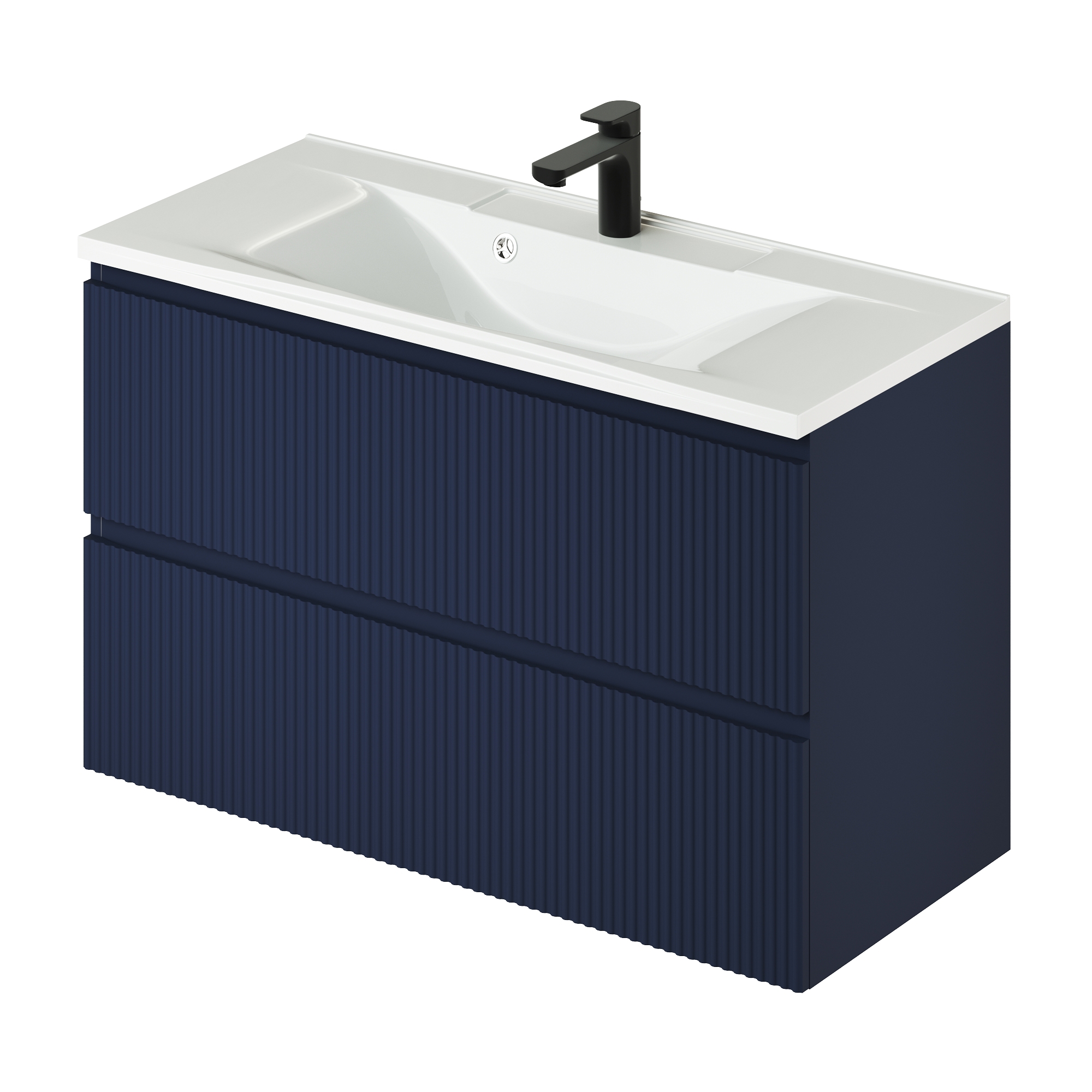 Изображение товара Тумба под раковину Итана Kate 98.7x43.8x64 см подвесная с двумя ящиками и раковиной