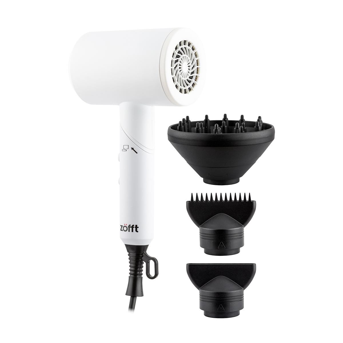 Изображение товара Фен для волос Zofft MT2 с ионизацией и складным дизайном белый