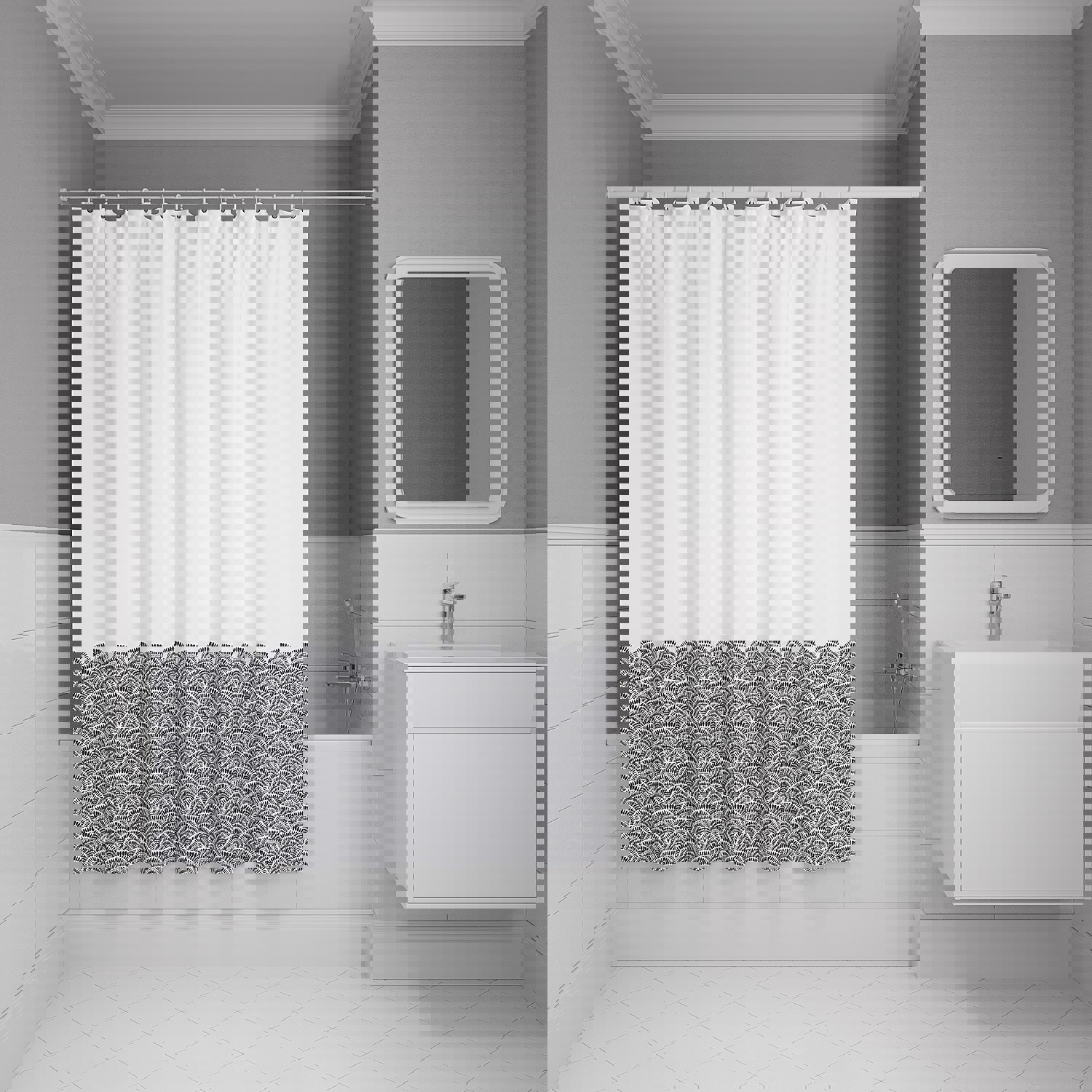 Изображение товара Штора для душа IDDIS Base 180x200 см Серый/серебристый