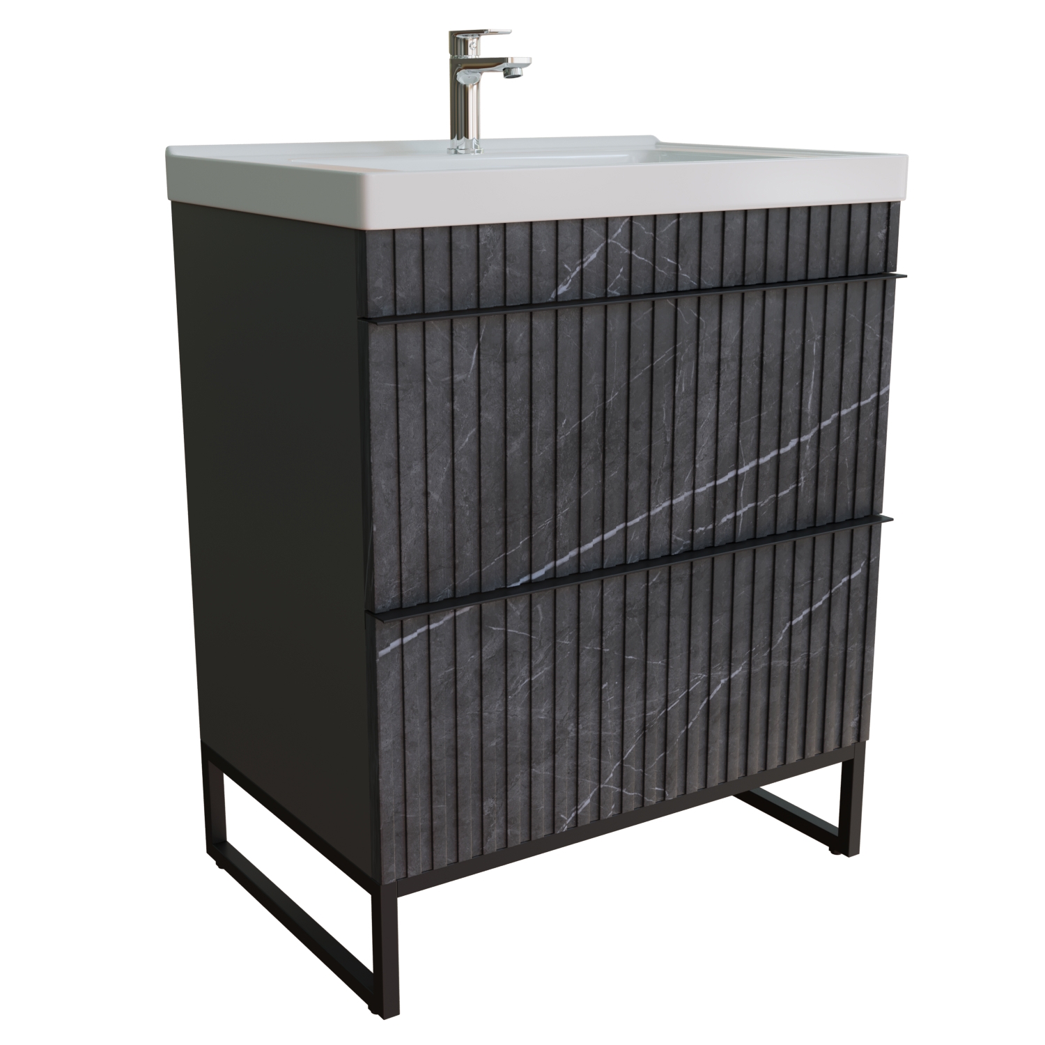 Тумба под раковину Mixline Окленд напольная 70см цвет графит мрамор ️ ...
