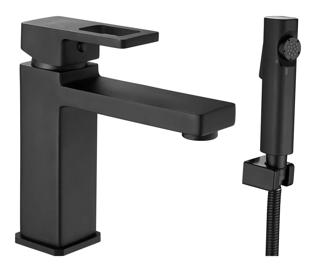 Изображение товара Смеситель для раковины Shevanik S8271H однорычажный черный современный корпус латунь