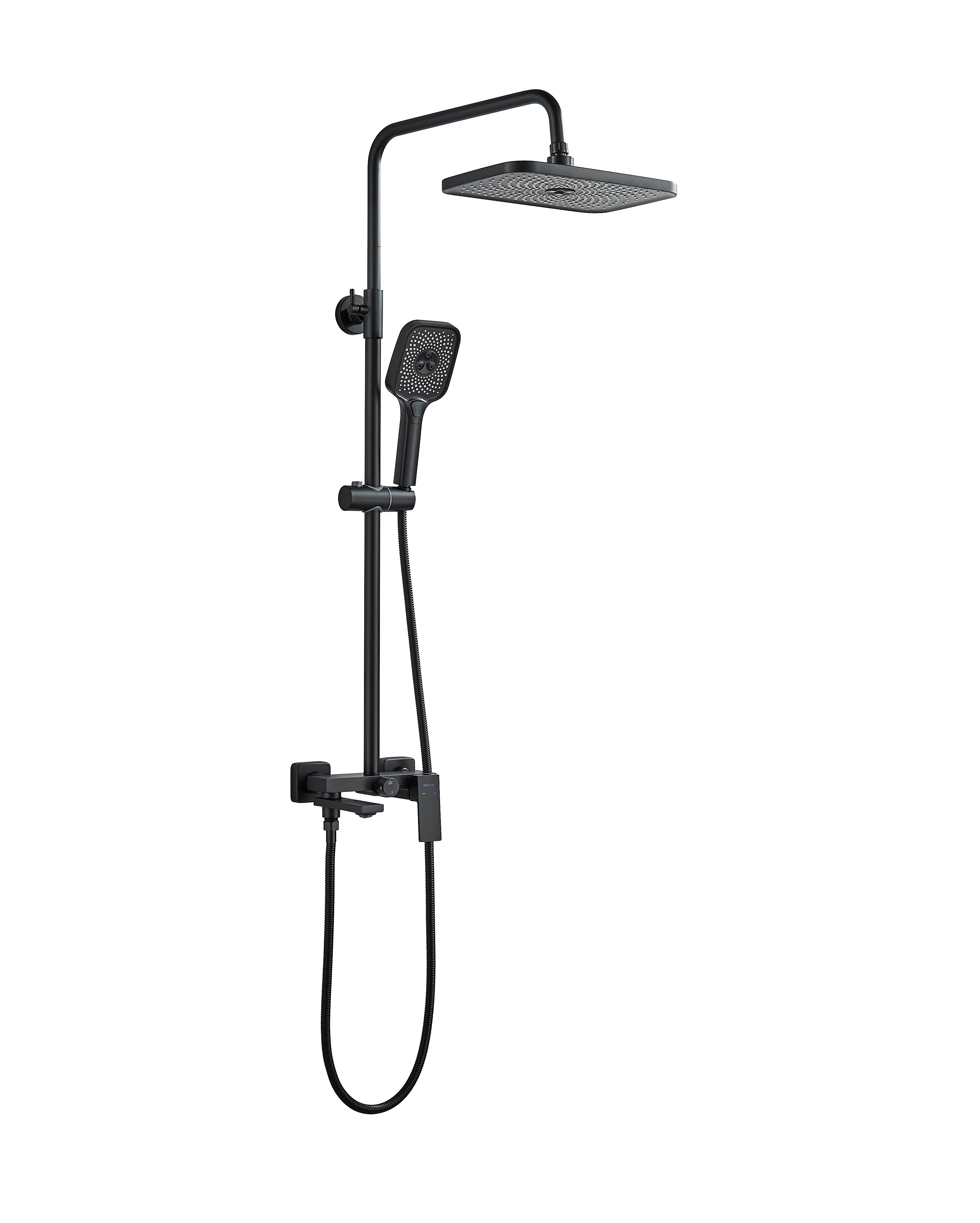 Изображение товара Душевая система Shevanik S9636H черный трехрежимная с изливом для ванны