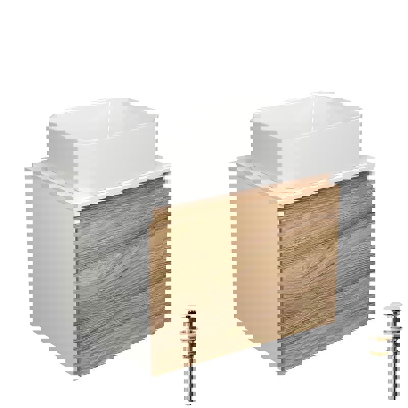 Изображение товара Тумба под раковину Bauedge Blackwood BD2480 60 см подвесная с раковиной из санфаянса