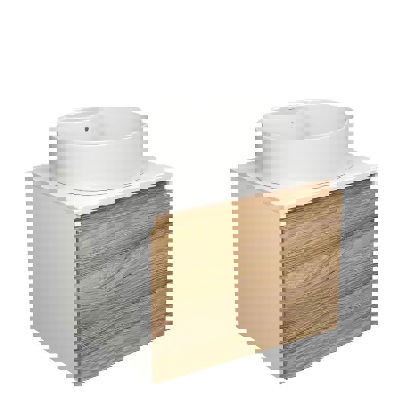 Изображение товара Тумба под раковину Bauedge Blackwood BD2512 60 см подвесная с раковиной и смесителем белый дуб