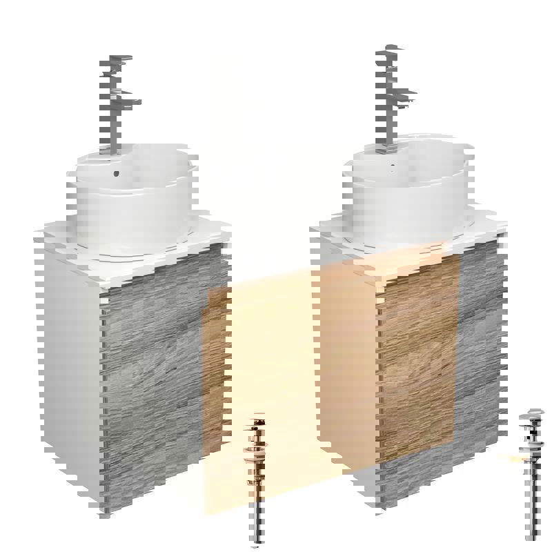 Изображение товара Подвесная тумба под раковину Bauedge Blackwood 60 см с раковиной и смесителем