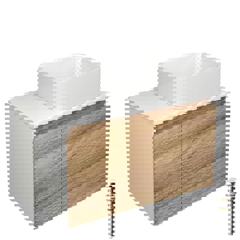 Изображение товара Тумба под раковину Bauedge Blackwood BD2557 подвесная 80см с раковиной, бежевый