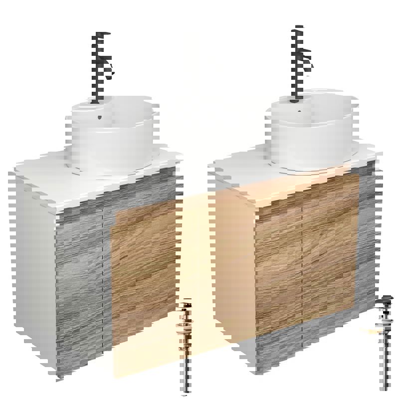Изображение товара Тумба под раковину Bauedge Blackwood BD2602 подвесная 80см с раковиной и смесителем черный матовый