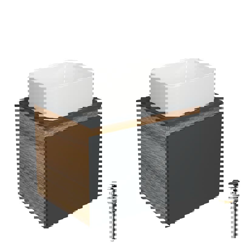 Изображение товара Тумба под раковину Bauedge Blackwood BD2645 подвесная 60см с раковиной, цвет графит, черный, белый