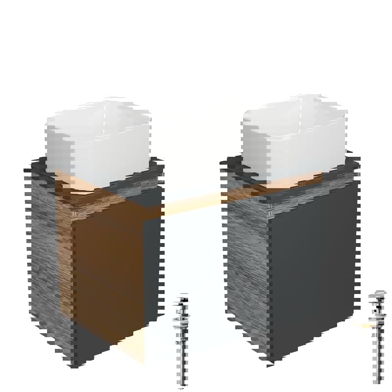 Изображение товара Тумба под раковину Bauedge Blackwood BD2646 60 см с раковиной и системой click clack