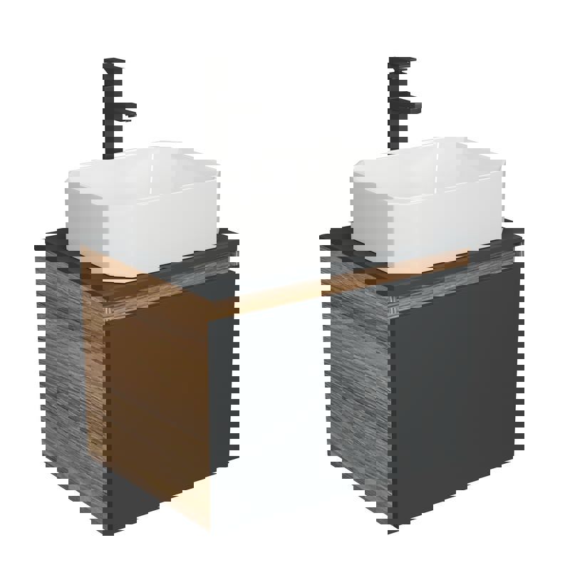 Изображение товара Подвесная тумба под раковину Bauedge Blackwood 60см с раковиной и смесителем