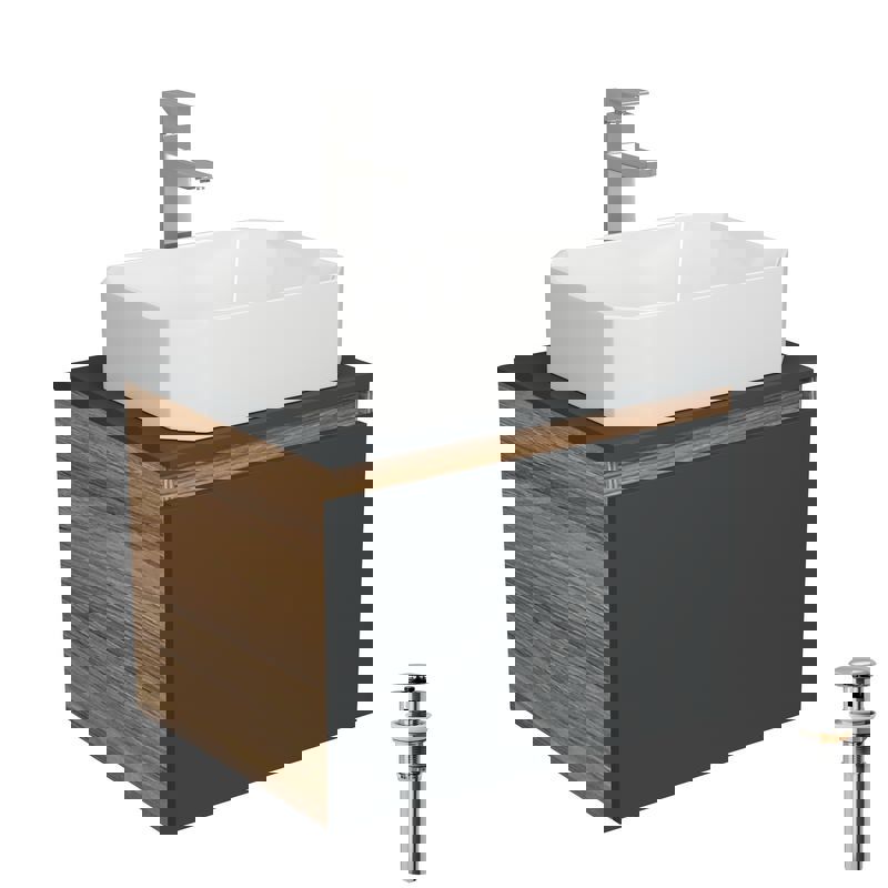 Изображение товара Тумба под раковину Bauedge Blackwood 60 см подвесная с раковиной и смесителем