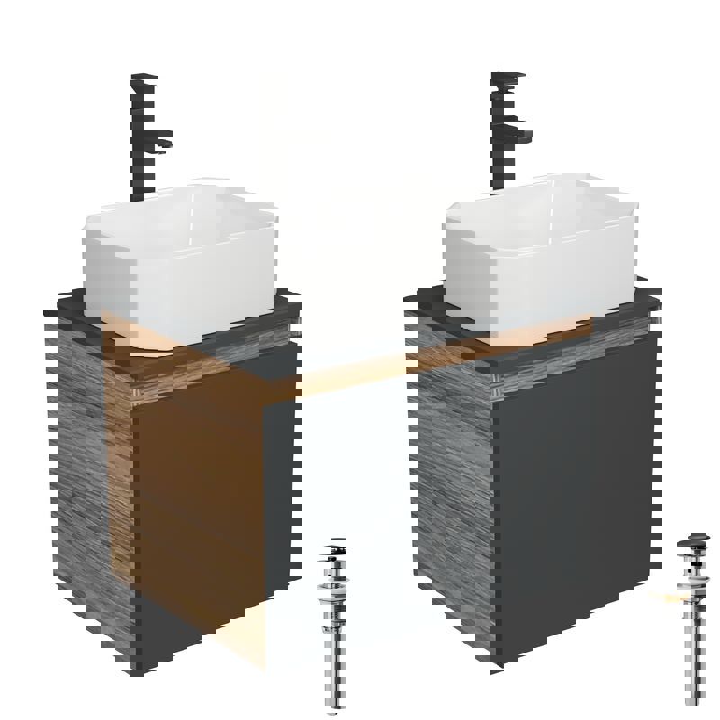 Изображение товара Тумба под раковину Bauedge Blackwood BD2650 60см с раковиной и смесителем