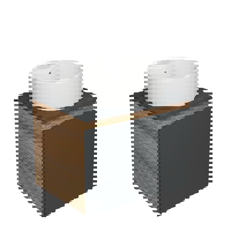 Изображение товара Тумба под раковину Bauedge Blackwood BD2676 подвесная 60см с раковиной, смесителем цвет графит, белый