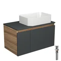 Изображение товара Тумба под раковину Bauedge Blackwood 80 см с раковиной и системой click clack