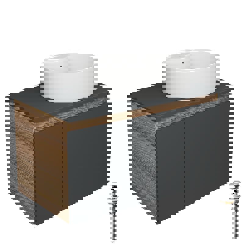 Изображение товара Тумба под раковину Bauedge Blackwood 80 см с раковиной и смесителем, белый