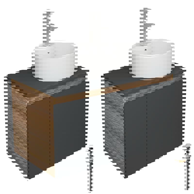 Изображение товара Тумба под раковину Bauedge Blackwood BD2761 80см с раковиной и смесителем