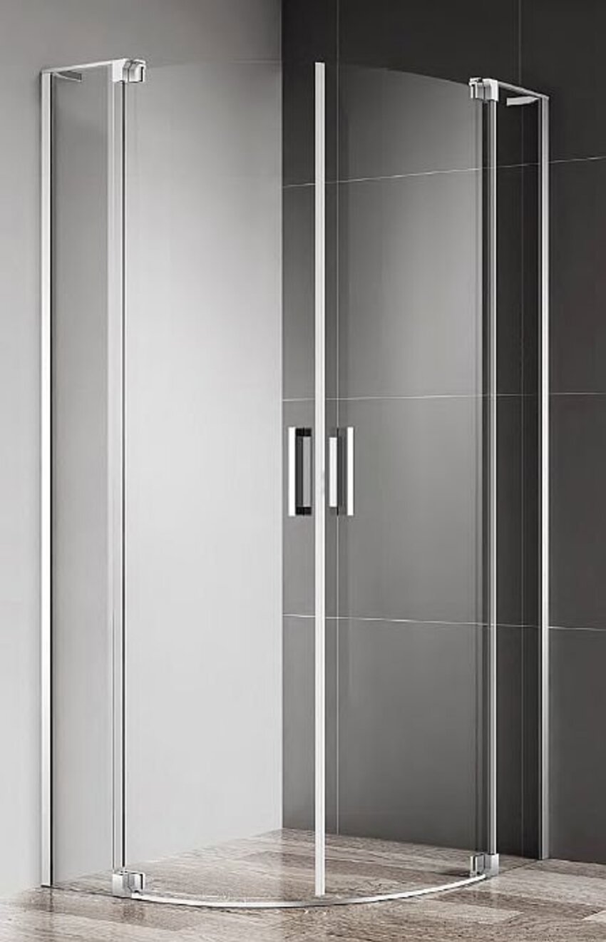 Изображение товара Душевой уголок Cezares SLIDER-R-2-90/100-C-Cr округлый 90x90см хромированный профиль эффект стекла прозрачный