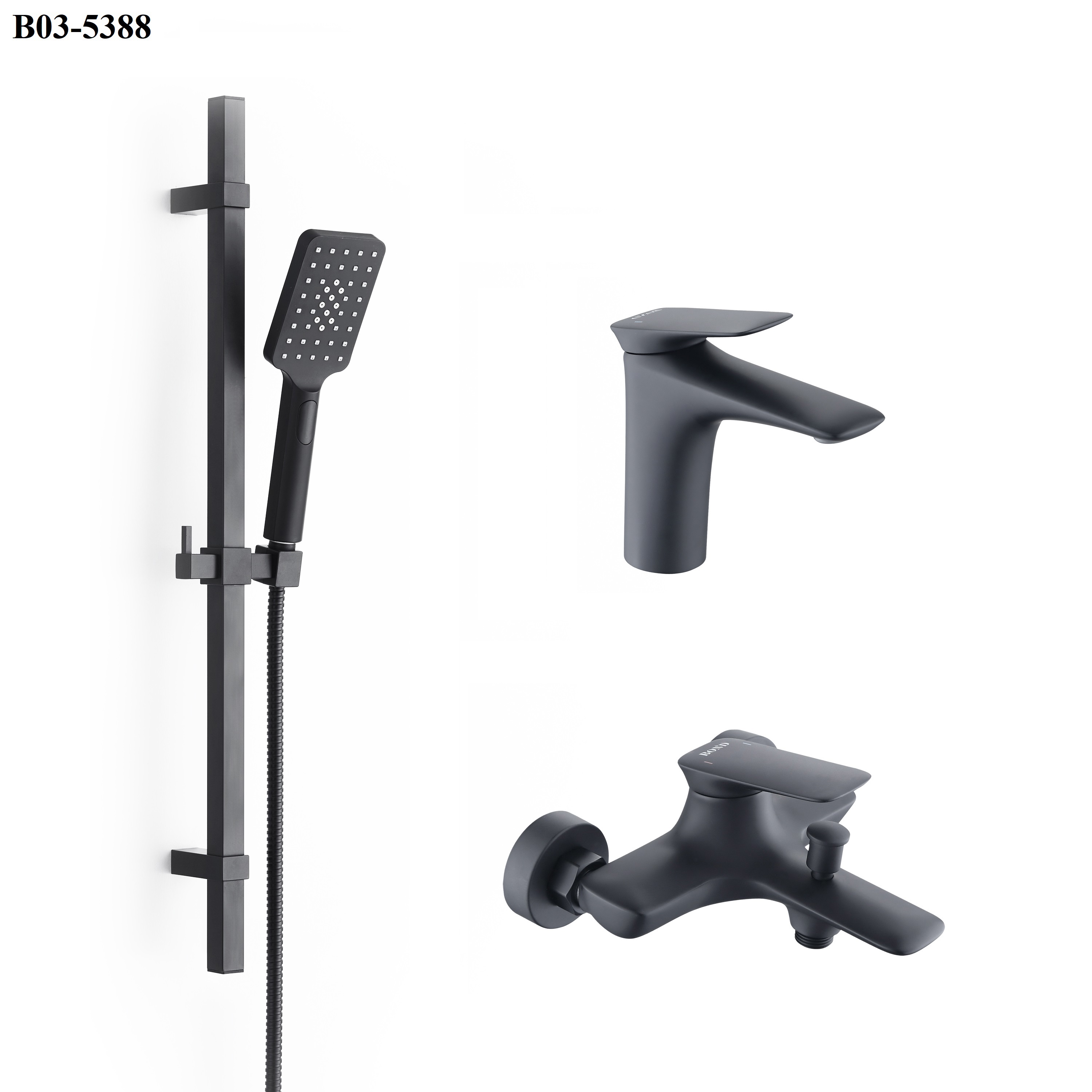 Изображение товара Душевой комплект Bond Cube B03-5388 70.50см цвет черный матовый