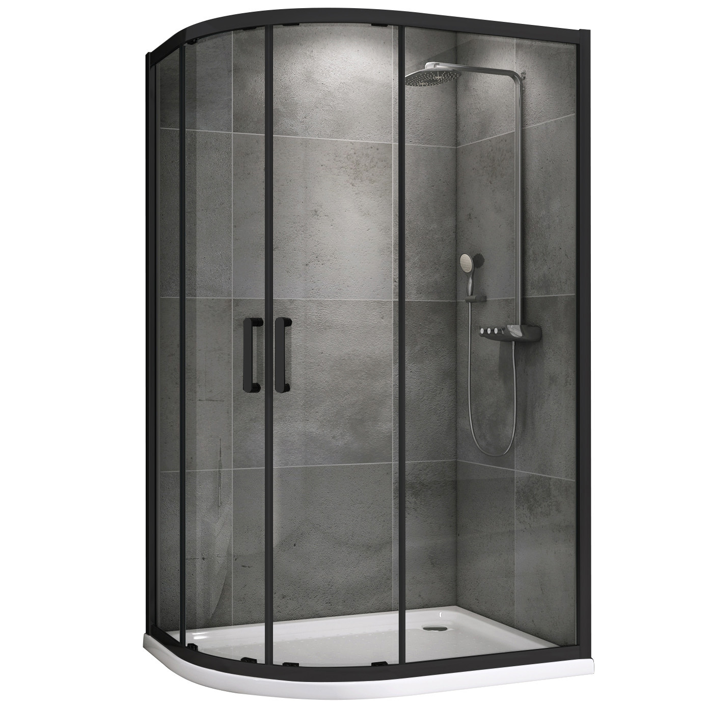 Изображение товара Душевой уголок Abber Schwarzer Diamant AG01128B ассиметричный 80x120см черный профиль эффект стекла прозрачный